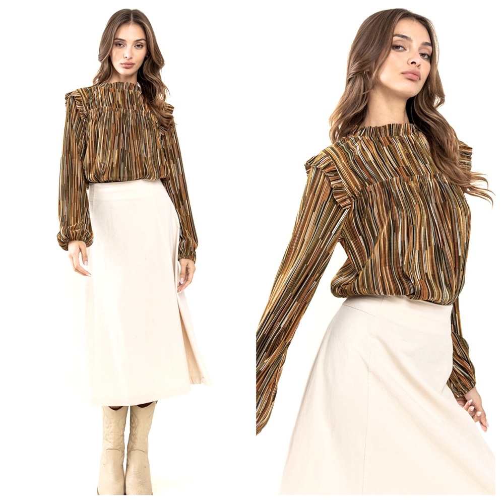 ShopEvelynne Multicolor Striped Short Sleeve Top
